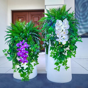360° Orchid-Ivy Charm Chandelier• Deluxe Artificial Phalaenopsis Orchid Hanging Plant Arrangement