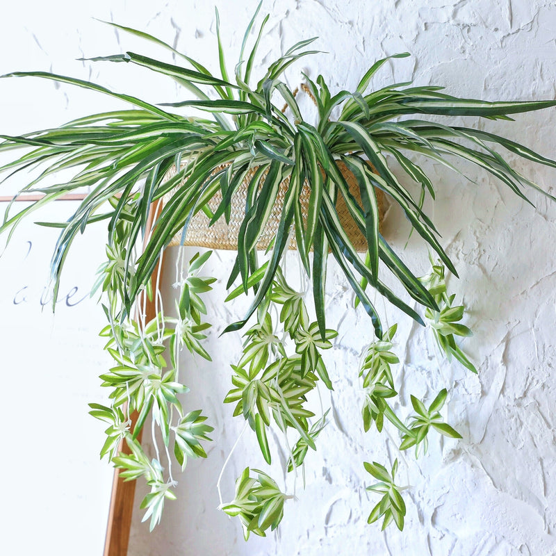 2*PCS Artificial Silk Spider Plants·Chlorophytum Hanging Plants Vines