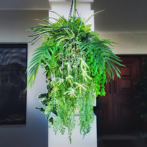 360° Classic Artificial Botanical Hanging Basket-Evergreen Hanging Plant Arrangement