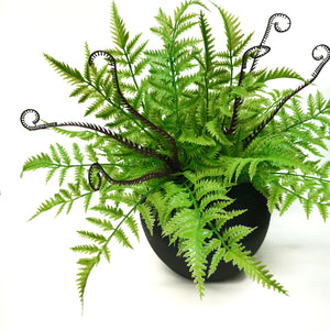 Real Touch Artificial New Zealand Fern·Silver Fern Stem with Modern Planter Set