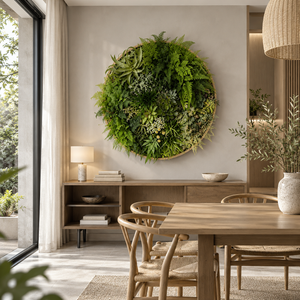 Art Deco Deluxe Artificial Tillandsia Succulents Vertical Garden Disc Wall Art