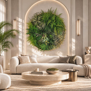 Art Deco Deluxe Artificial Tillandsia Succulents Vertical Garden Disc Wall Art