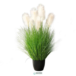 105CM Lifelike Pampas Faux Bulrush Reed Grass Plant-Pure Green