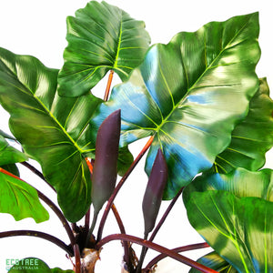 Lifelike Artificial Rainbow Elephant Ears Taro Leaf Plant 130cm