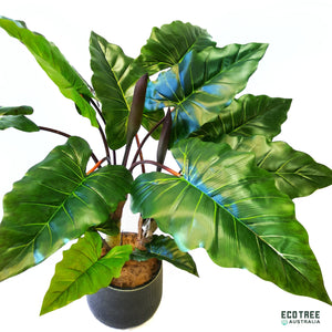 Lifelike Artificial Rainbow Elephant Ears Taro Leaf Plant 130cm