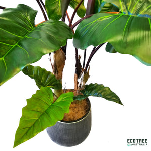 Lifelike Artificial Rainbow Elephant Ears Taro Leaf Plant 130cm