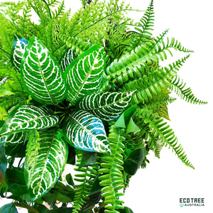 Evergreen Fern & Pothos Mixed Botanical Hanging Plants Arrangement·Artificial Hanging Basket