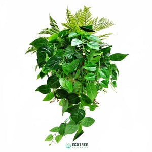 Evergreen Fern & Pothos Mixed Botanical Hanging Plants Arrangement·Artificial Hanging Basket