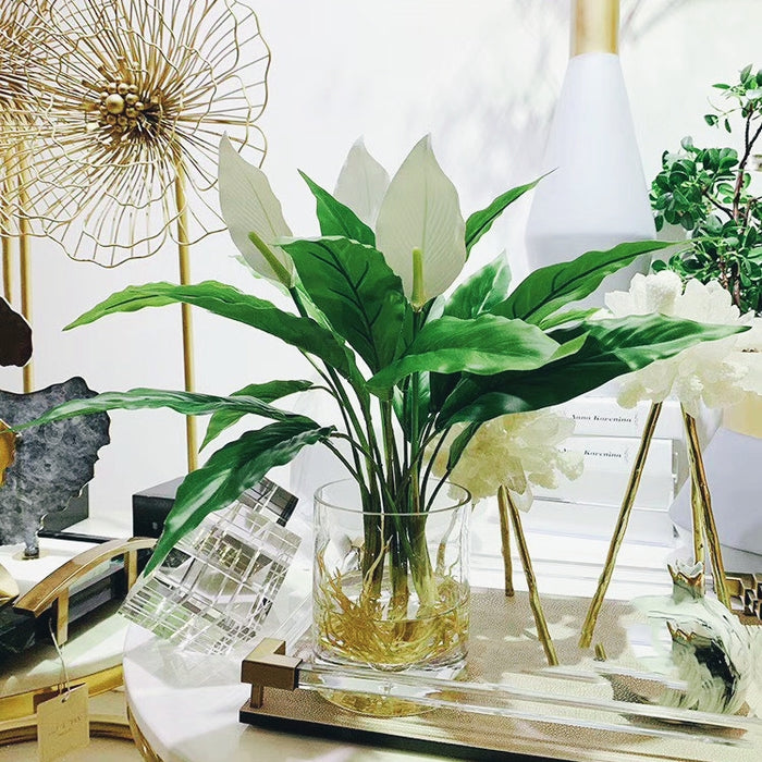 Super-Real Artificial Peace Lily Spathiphyllum Plant with Flower and Roots 55cm