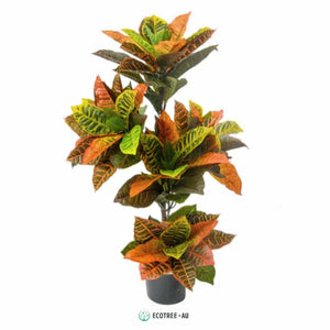 Lifelike Premium Artificial Rainbow Banyan Leaf Croton Plant-105cm