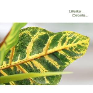 Lifelike Premium Artificial Rainbow Banyan Leaf Croton Plant-105cm